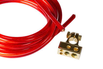 Red electric power cable and positive contact terminal